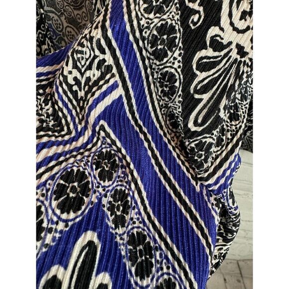 CHICO'S TRAVELERS black blue white gathered knit open front cardigan sweater 1 M - Picture 4 of 6